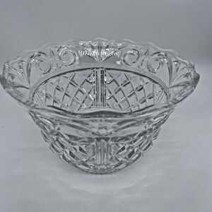 Vintage Crystal Center Piece / Candy / Serving Bowl 9" Clear Heavy Beautiful